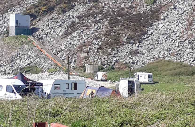Illegal camping at Morfa Bychan over Easter