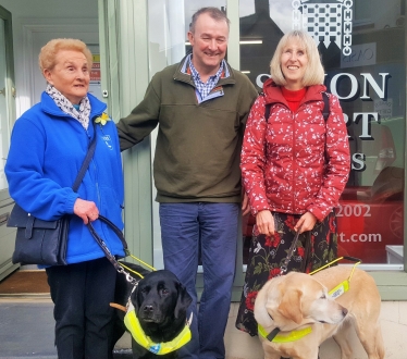 Simon Hart MP takes part in blindfold walk with Guide Dogs Cymru