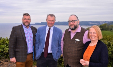 Pictured left to right - Mark Humprhries, Bar Manager, Meadow House Holiday Park; Huw Pendleton, MD, Celtic Holiday Parks; Simon Hart MP; Ann Pendleton, Director, Celtic Holiday Parks